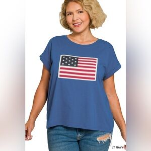 Zenana PLUS AMERICAN FLAG TEE